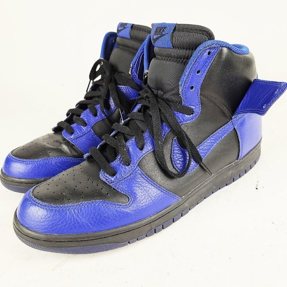 RARE Nike Dunk High Black Old Royal Leather Sz 13 Men's 317982-030 2011 VTG - Picture 1 of 10